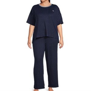Lauren Ralph LaurenPlus Size Dotted Print Short Sleeve Ankle Pant Pajama…